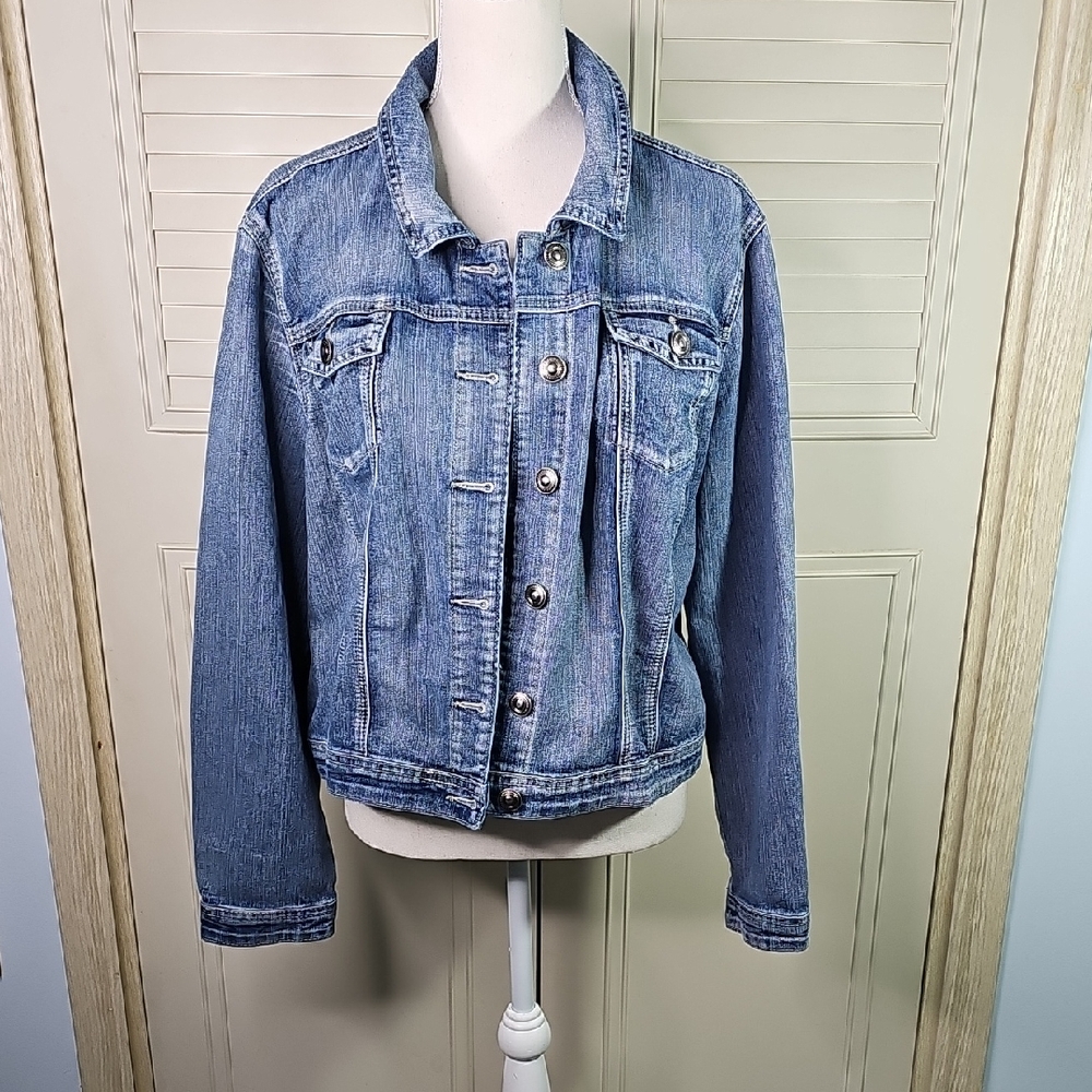 Jean Jacket By Cato Denim Silver Hardware Size XL